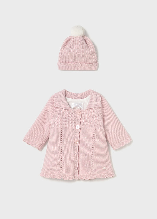 Cappotto e cappello in tricot per neonata Mayoral Newborn 2412