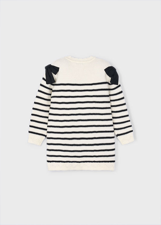 Vestito a righe con fiocco bambina Mayoral 4916