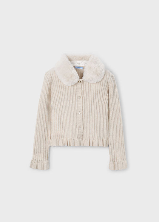 Cardigan colletto pellicciotto bambina Mayoral 4311