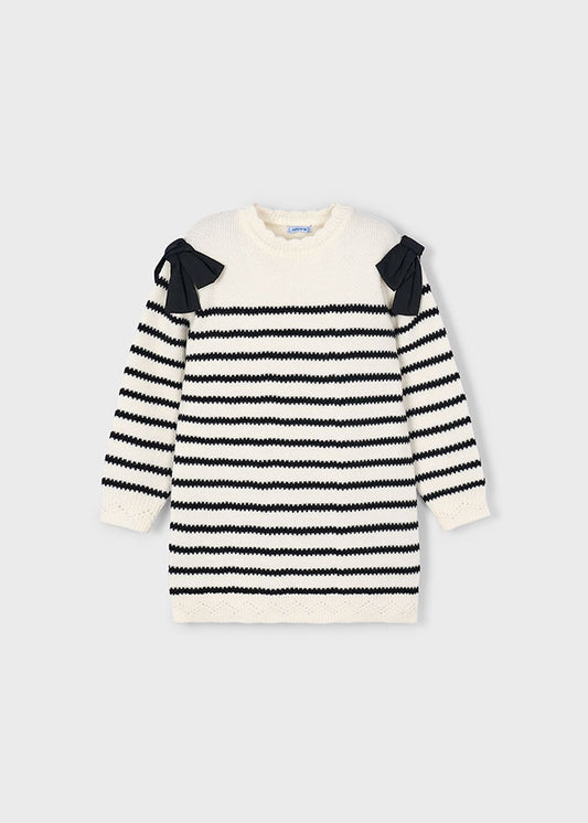 Vestito a righe con fiocco bambina Mayoral 4916
