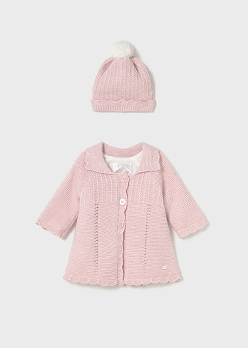 Cappotto e cappello in tricot per neonata Mayoral Newborn 2412