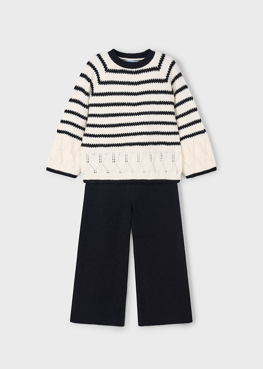 Completo pantalone e maglione righe bambina Mayoral 4582