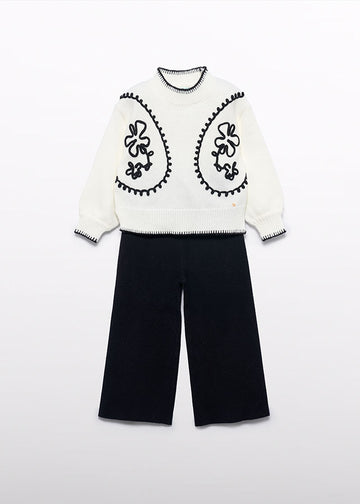 Completo pantalone maglia ricami bambina Abel&Lula 5729