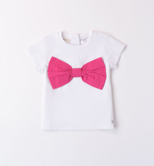 T-shirt bambina con fiocco Sarabanda 08301