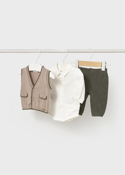 Completo pantalone body con gilet per neonato Mayoral Newborn 2582
