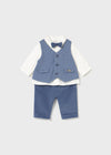 Completo pantalone camicia con papillon e gilet per neonato Mayoral Newborn 2581