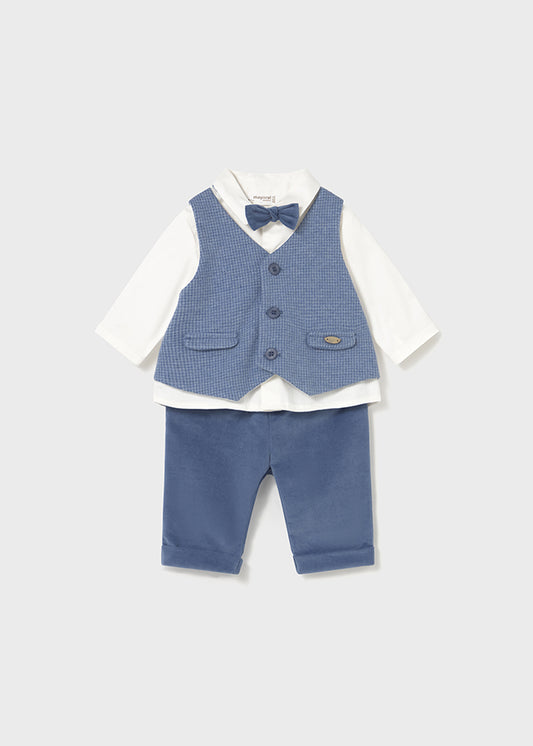 Completo pantalone camicia con papillon e gilet per neonato Mayoral Newborn 2581
