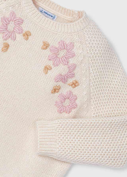 Maglione fiori ricamati bambina Mayoral 4354