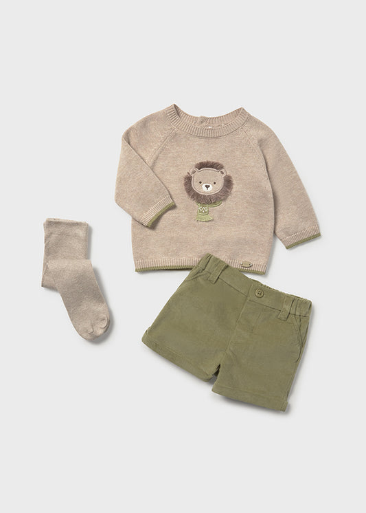 Completo pantalone corto con calzamaglia per neonato Mayoral Newborn 2259