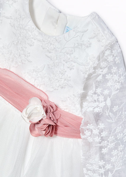 Abito tulle fusciacca contrasto neonata Abel&Lula 5502