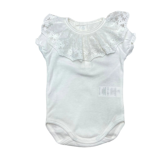 Body mezza manica collo con ricami per neonata Calamaro Baby 19109