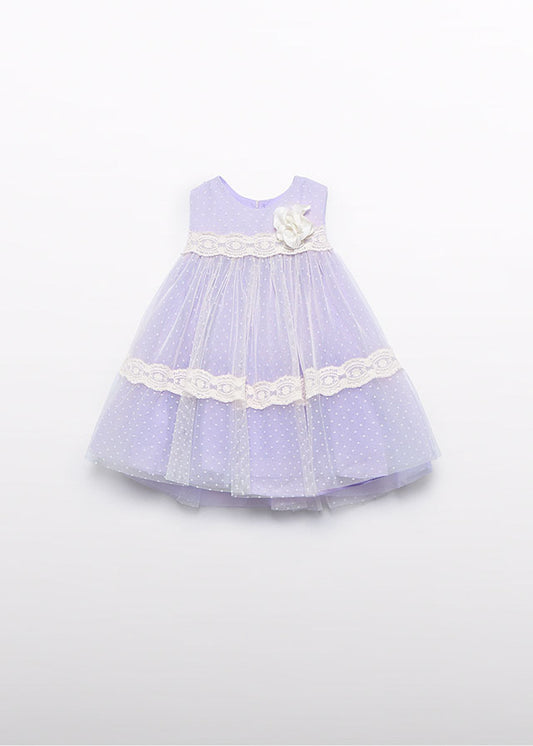 Vestito in tulle plumetis per neonata Abel&Lula 5016