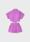 Completo shorts traforato e blusa per bambina Mayoral 3210