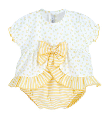 Completo blusa e culotte per neonata Calamro Baby 11109