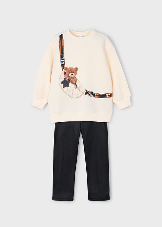 Completo leggings e felpa orso bambina Mayoral 4727