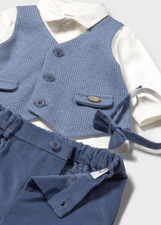Completo pantalone camicia con papillon e gilet per neonato Mayoral Newborn 2581