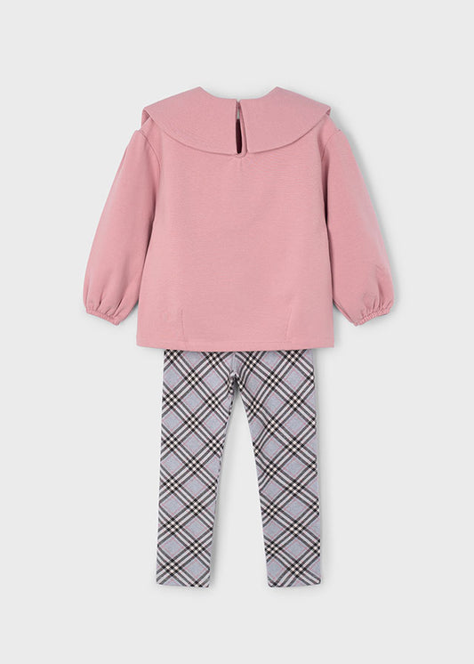 Completo leggings quadri e felpa bambina Mayoral 4723