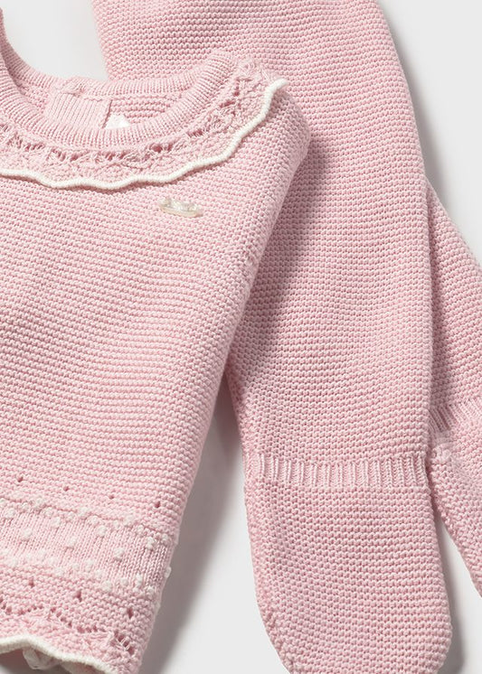 Completo ghettina e cappello in tricot per neonata Mayoral Newborn 2556