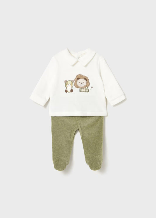 Completo ghettina in ciniglia con collo per neonato Mayoral Newborn 2562