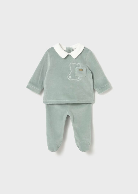 Completo ghettina in ciniglia con collo per neonato Mayoral Newborn 2562