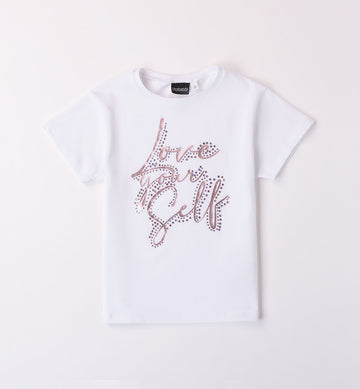 T-shirt bianca per ragazza Sarabanda 08421