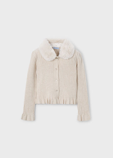 Cardigan colletto pellicciotto bambina Mayoral 4311