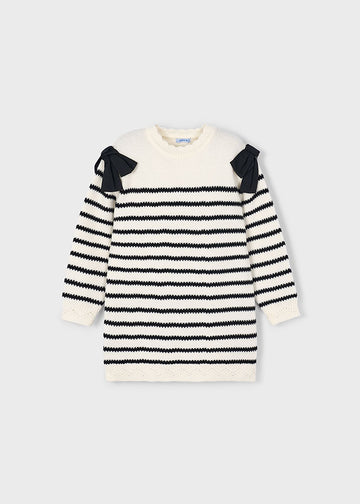 Vestito a righe con fiocco bambina Mayoral 4916