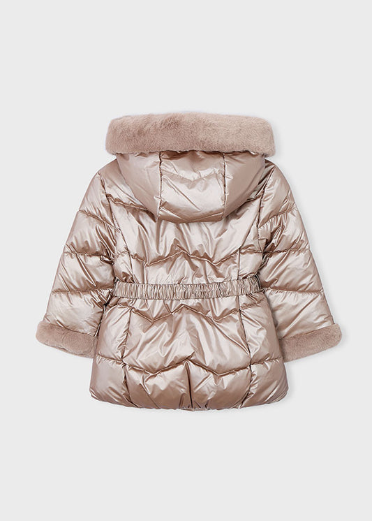 Giaccone metallizzato con cintura bambina Mayoral 4448