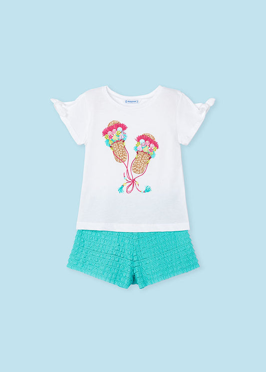 Completo t-shirt e pantaloncino volant Mayoral bambina 3266