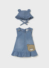 Vestito e cappello in denim per neonata Mayoral Newborn 1871