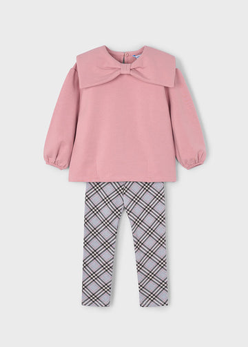 Completo leggings quadri e felpa bambina Mayoral 4723