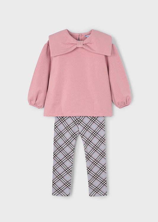 Completo leggings quadri e felpa bambina Mayoral 4723