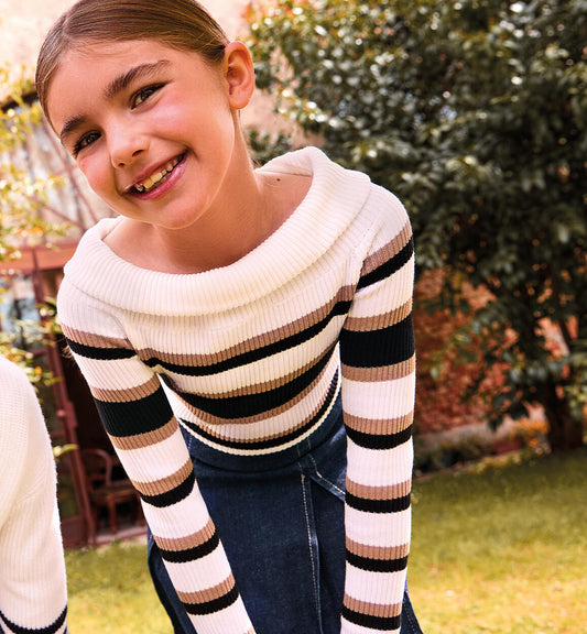 Maglione a righe ragazza Sarabanda 0F502