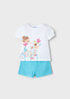 Completo shorts fantasia e maglietta bambina Mayoral 3211