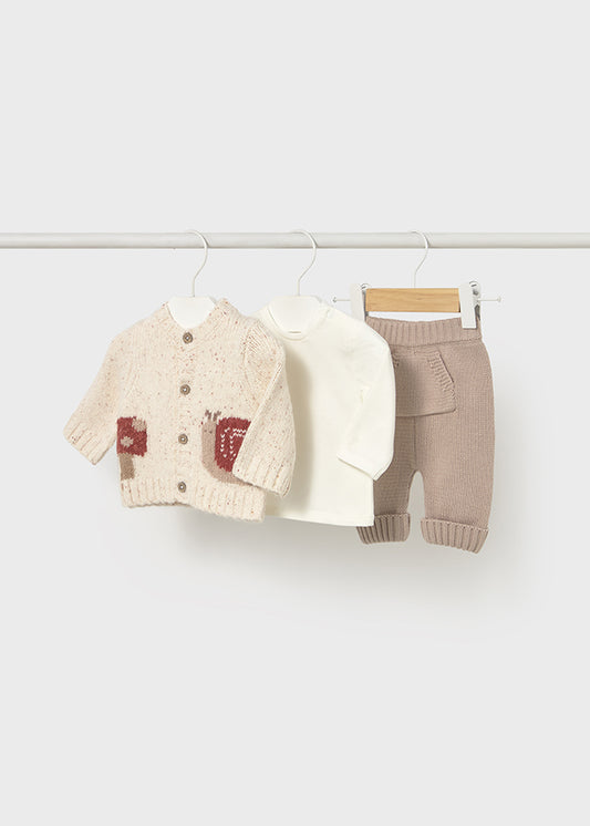 Completo pantalone 3 pezzi in tricot per neonato Mayoral Newborn 2571