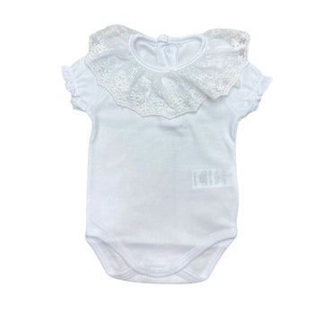 Body mezza manica collo con ricami per neonata Calamaro Baby 19109