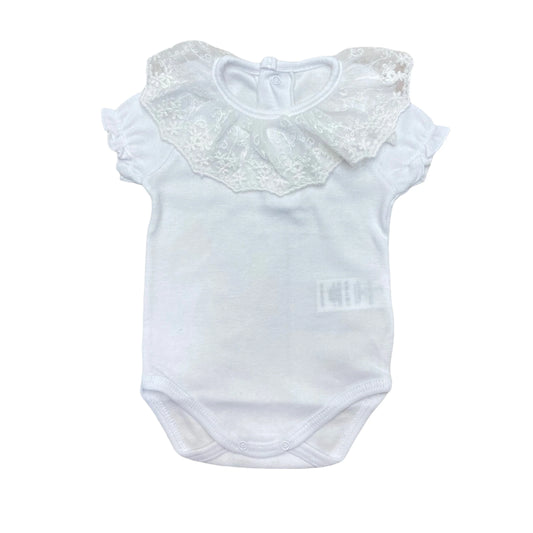 Body mezza manica collo con ricami per neonata Calamaro Baby 19109