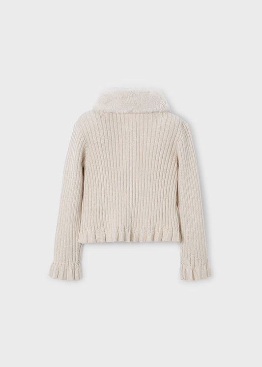 Cardigan colletto pellicciotto bambina Mayoral 4311
